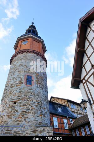 Mittelalterturm Stolberg-Harz im Zentrum Stockfoto