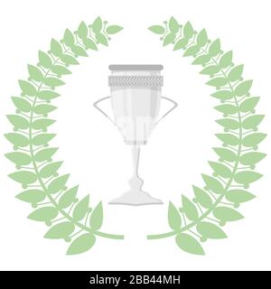 Grüne Blätter. Kreiskranz. Prämiensymbol. Platzierung in einem Sportwettkampf. Rundes Label mit Laurel Wreat Stock Vektor