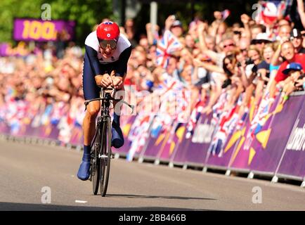 Großbritanniens Bradley Wiggins im Einzelzeitfahren der Männer Stockfoto