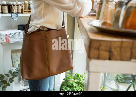 Handgemachte Leder Handtasche Mode. Stockfoto