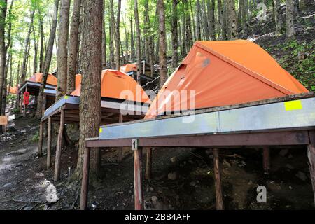 Der chilenische Zufluchtsort, das Tal Rio Ascencio, der Nationalpark Torres del Paine, die Region Magallanes, Patagonien, Chile, Südamerika Stockfoto