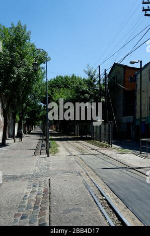 Straßenbahnlinien in La Carminito, Buenos Aires, Argentinien Stockfoto