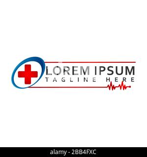 Blaurotes Symbol für medizinisches Logo im Gesundheitswesen für das Symbol für die Krankenhausapotheke isoliert Stock Vektor