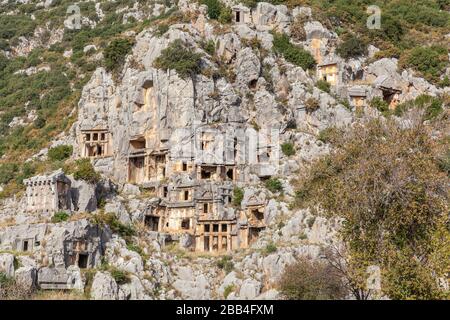 Antalya Myra Rock Tombs. Stockfoto