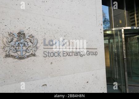 The London Stock Exchange, 10 Paternoster Row, London EC4M 7LS. Das derzeitige Gebäude befindet sich am Paternoster-Platz in der Nähe der St Paul's Cathedral Stockfoto