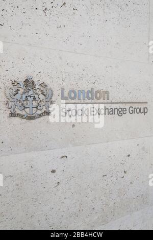 The London Stock Exchange, 10 Paternoster Row, London EC4M 7LS. Das derzeitige Gebäude befindet sich am Paternoster-Platz in der Nähe der St Paul's Cathedral Stockfoto