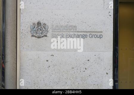 The London Stock Exchange, 10 Paternoster Row, London EC4M 7LS. Das derzeitige Gebäude befindet sich am Paternoster-Platz in der Nähe der St Paul's Cathedral Stockfoto