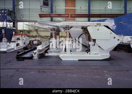 1982, unterirdische Hydraulikgruben-Requisiten für die Bergbauindustrie, Horbury Wakefield, West Yorkshire, Nordengland, Großbritannien Stockfoto