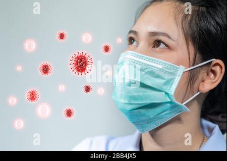 Krankenschwestern tragen Masken zum Schutz vor Coronavirus Kovid19 Stockfoto