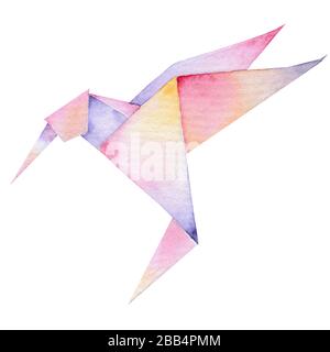 Eine origami-Kolibris-Datei mit leuchtenden Farben ist verfügbar. Stockfoto