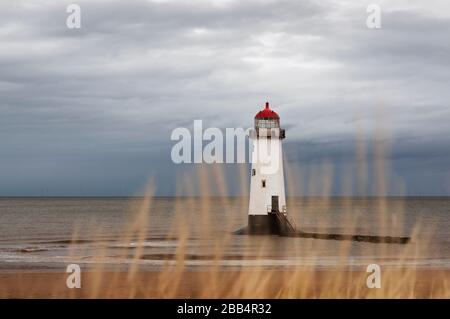 Foto von © Jamie Callister. Talacre Lighthouse, Talacre, Flintshire, North Wales, 14. März 2020 Stockfoto