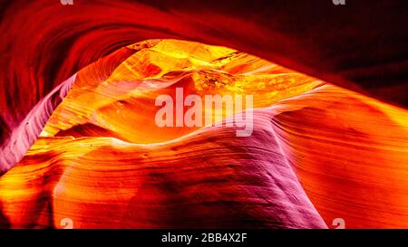 Die glatten geschwungenen Wände aus rotem Navajo-Sandstein des Rattlesnake Canyon, einer der berühmten Slot Canyons in den Navajo landet in der Nähe von Page Arizona, USA Stockfoto