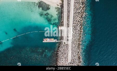 Luftbild über den Strand von Amadores auf Gran Canaria, Spanien Stockfoto