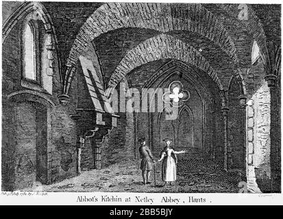 Eine Gravur der Äbte Kitchin (Kitchen) in Netley Abbey Hants von der Band um das Jahr 89894a in hoher Auflösung eingescannt. Stockfoto