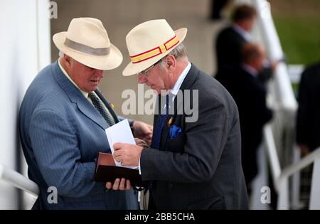 Racegoers im Laufe des fünften Tages des Glorious Goodwood Festivals 2013 auf der Rennbahn Goodwood Stockfoto