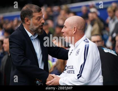 Queens Park Rangers Manager Mark Warburton (rechts) und West Bromwich Albion Manager Slaven Bilic Stockfoto