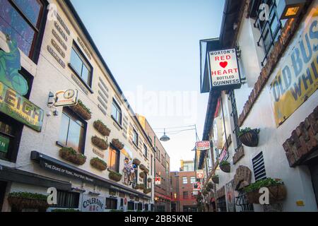 BELFAST, NORDIRLAND -: Belfasts Cathedral Quarter, ein Gebiet von Belfast City, das für seine Pubs, Bars und Restaurants beliebt ist Stockfoto