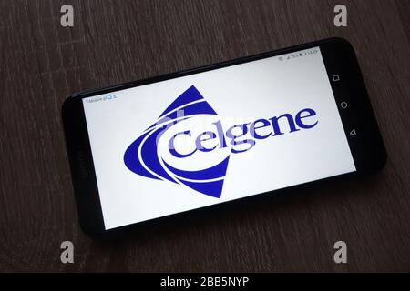 Das Logo der Celgene Corporation wird auf dem Smartphone angezeigt Stockfoto