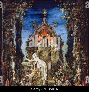 GUSTAVE MOREAU Vintage Art abstrakt, Kunst, Kunst, Kunst, Kentaur, Kopie, Kreation, Zeichnen, Zeichnen, Auge, berühmt, Grafik, gustave, Interieur, Meisterwerk, moreau, Museum, Mythos, alt, Farbe, Maler, Malerei, Papier, paris, Dichter, Nachbildung, Retro, Treppe, Textur, Urban, Vintage Stockfoto