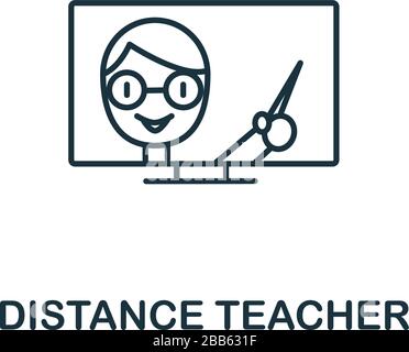 Distance Teacher Symbol aus der E-Learning-Sammlung. Einfaches Linienelement Distance Teacher-Symbol für Vorlagen, Webdesign und Infografiken Stock Vektor