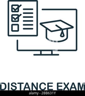 Symbol für Fernprüfung aus der E-Learning-Sammlung. Einfaches Linienelement Distance Exam Symbol für Vorlagen, Webdesign und Infografiken Stock Vektor