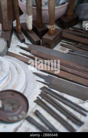 Studio Workshop Tools & Works im Barbara Hepworth Museum & Sculpture Garden, Barnoon Hill, Saint Ives TR26 1AD Stockfoto