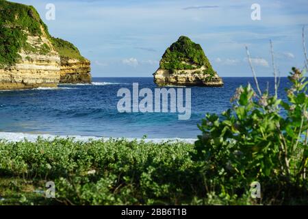 Strand von Bile Sayak, Naturpark Gunung Tunak, Kuta Mandalika, Indonesien Stockfoto