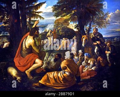 Johannes der Täufer predigt in der Wüste 1650-1655 Pier Francesco Mola 1612-1666 Hochbarock Italien Stockfoto