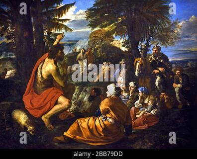 Johannes der Täufer predigt in der Wüste 1650-1655 Pier Francesco Mola 1612-1666 Hochbarock Italien Stockfoto