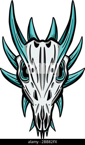 Imaginäre Handgezeichnete Vektoren Für Tier-Skull-Kartonlogos Stock Vektor