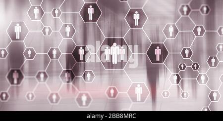 Human Resource Management. 3D Symbol Menschen auf virtuellen Bildschirm. Stockfoto