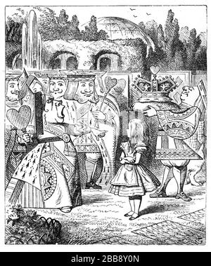 ALICES ABENTEUER IM WUNDERLAND die Königin der Herzen ordnet "mit dem Kopf los!" Illustration von John Tenniel 1865 Stockfoto