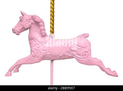Vintage Retro Carousel (oder Kreisverkehr) Pferd auf WEISSEM Hintergrund Stockfoto