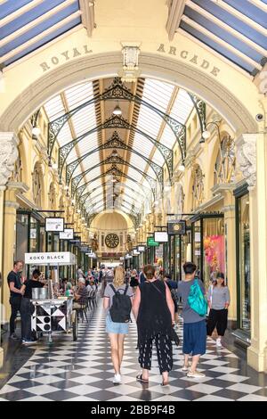 Innenbereich der Royal Arcade, Bourke Street, City Central, Melbourne, Victoria, Australien Stockfoto