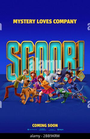 Scoob! (2020) unter der Regie von Tony Cervone und mit Frank Welker, Mckenna Grace, Mark Wahlberg und Zac Efron in den Hauptrollen. Scooby nimmt seine größte Herausforderung an, um Cerberus, den Geisterhund, zu stoppen, der die Dogpokalypse entfesselt! Stockfoto