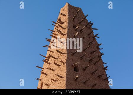 Agadez Stadt afrikanischen Schlamm Moschee Minarett Stockfoto