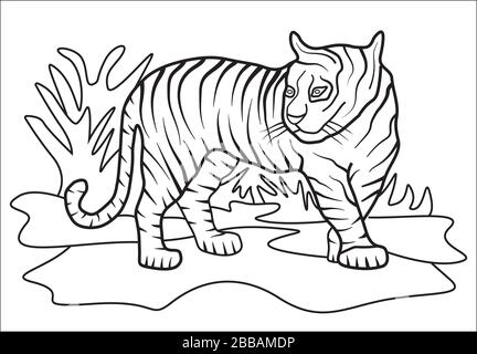 Tiger Farbbuch für Kinder Stock Vektor