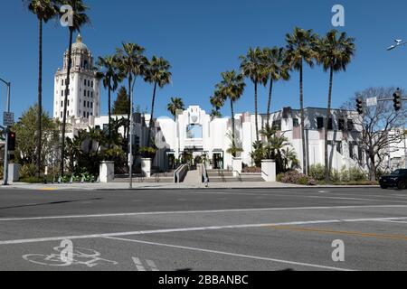 Beverly Hills, CA/USA - 27. März 2020: Das Beverly Hills Civic Center wurde während der COVID-19-Quarantäne geschlossen Stockfoto