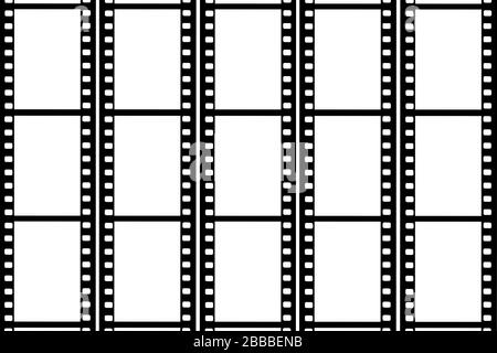 Fotografischer 35-mm-Filmstreifen isoliert auf weißem Hintergrund Stockfoto