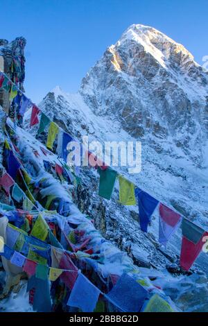 Blick nach Pumori vom Gipfel von Kala Pattar Stockfoto