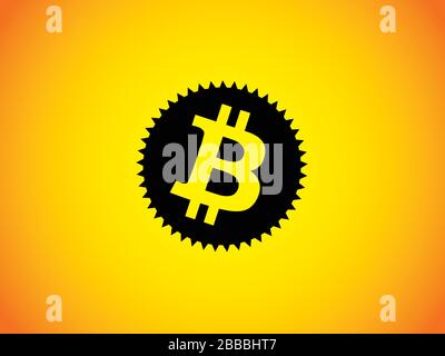 Schwarzes BTC-Symbol auf goldenem Hintergrund. BTC-Symbol, das wie ein Stern oder ein Schild auf einem radialen Gradienten in orange und gelb aussieht und wie goldenes wa aussieht Stock Vektor
