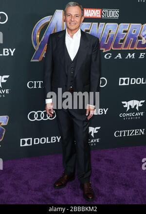 Los Angeles, Vereinigte Staaten. März 2020. (AKTE) Bob Iger von Disney gibt sein gesamtes Gehalt während der Coronavirus COVID-19-Pandemie auf. LOS ANGELES, KALIFORNIEN, USA - 22. APRIL: Executive Chairman und ehemaliger Chief Executive Officer der Walt Disney Company Bob Iger kommt zur Weltpremiere von Walt Disney Studios Motion Pictures und Marvel Studios "Avengers: Endgame', das am 22. April 2019 im Los Angeles Convention Center in Los Angeles, Kalifornien, Vereinigte Staaten stattfand. (Foto von Xavier Collin/Image Press Agency) Credit: Image Press Agency/Alamy Live News Stockfoto