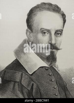 Francisco Rivalta (1565-1628). Pintor barroco español. Ilustración por Llanta. Detalle. Litografía. Crónica General de España. Historia Ilustrada y Descriptiva de sus Provincias. Tomo Valencia, 1867. Stockfoto