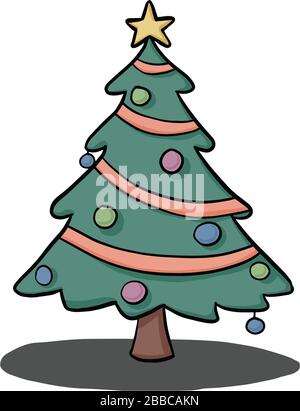 Weihnachtsbaum handgezeichneter Cartoon-Vektor zu Weihnachten Stock Vektor