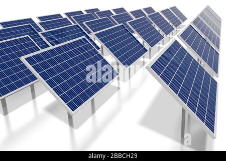 Solarpaneele Konzept - 3D-Darstellung Stockfoto