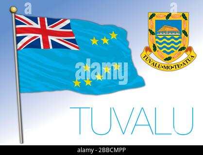 Tuvalu offizielle Nationalflaggen und -Wappen, oceania, Vektorillustration Stock Vektor