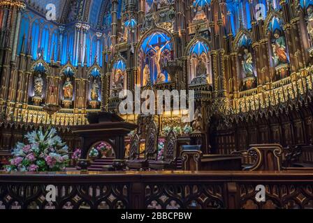 Innenraum der Basilika Notre-Dame (Montreal) Stockfoto