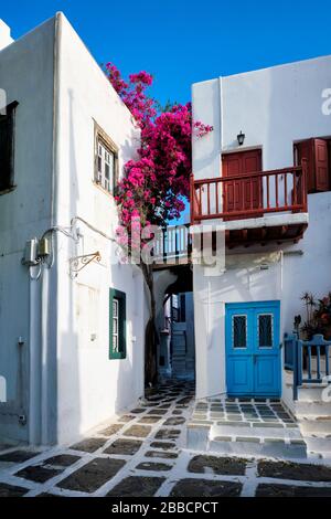 Mykonos Chora Straße auf der Insel Mykonos, Griechenland Stockfoto