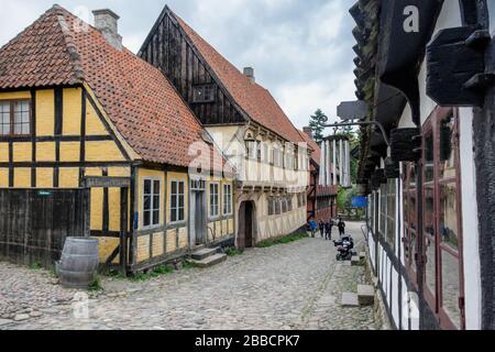 Die Altstadt von den Gamle By, Freilichtmuseum für Stadtgeschichte und Kultur mit historischen Gebäuden in Aarhus, Dänemark, Skandinavien Stockfoto