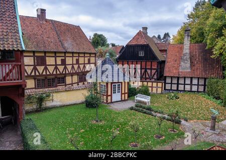 Die Altstadt von den Gamle By, Freilichtmuseum für Stadtgeschichte und Kultur mit historischen Gebäuden in Aarhus, Dänemark, Skandinavien Stockfoto